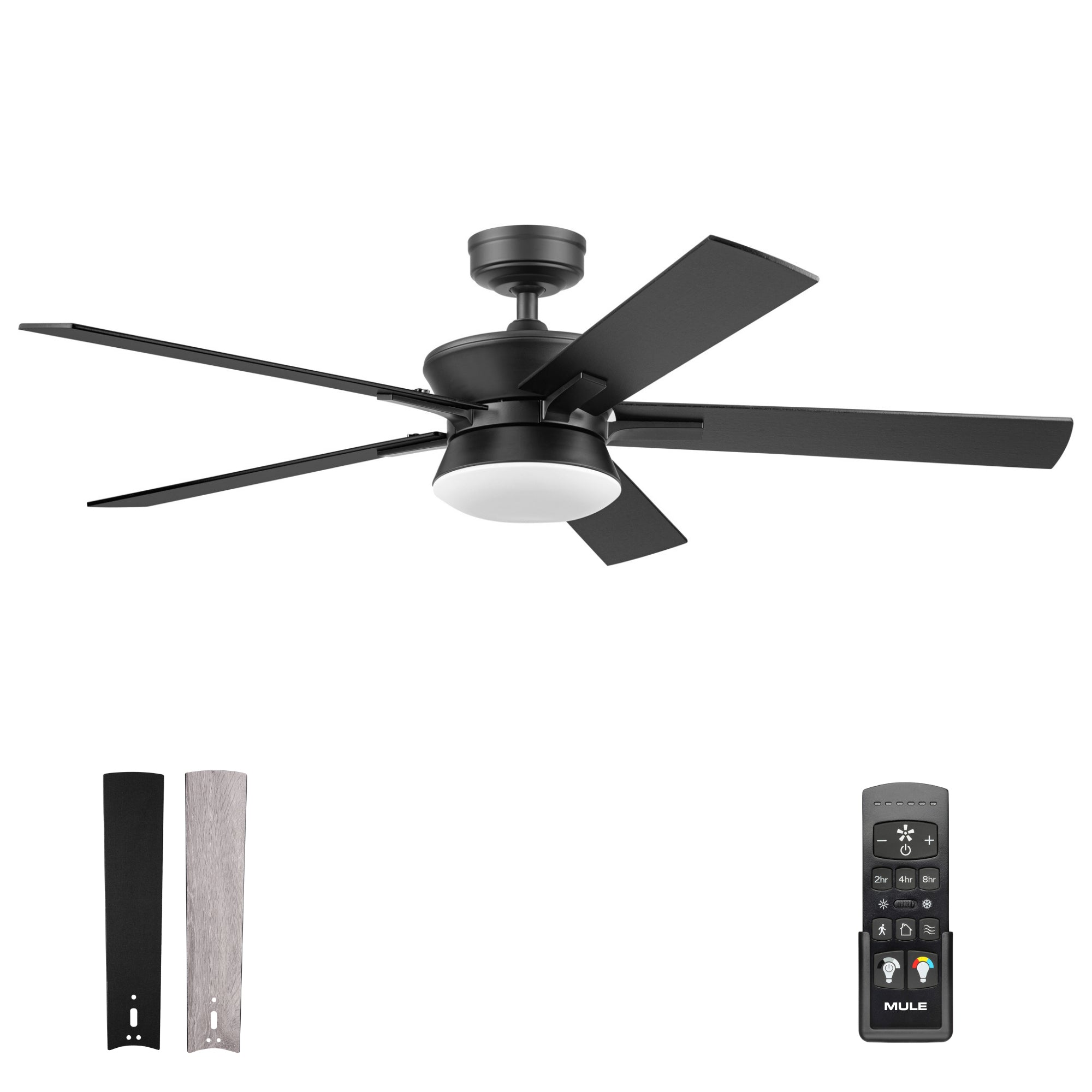 Mule Elva 52 Inch Indoor Ceiling Fan With LED Light, Remote Control, Matte Black