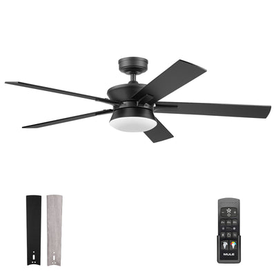 Mule Elva 52 Inch Indoor Ceiling Fan With LED Light, Remote Control, Matte Black