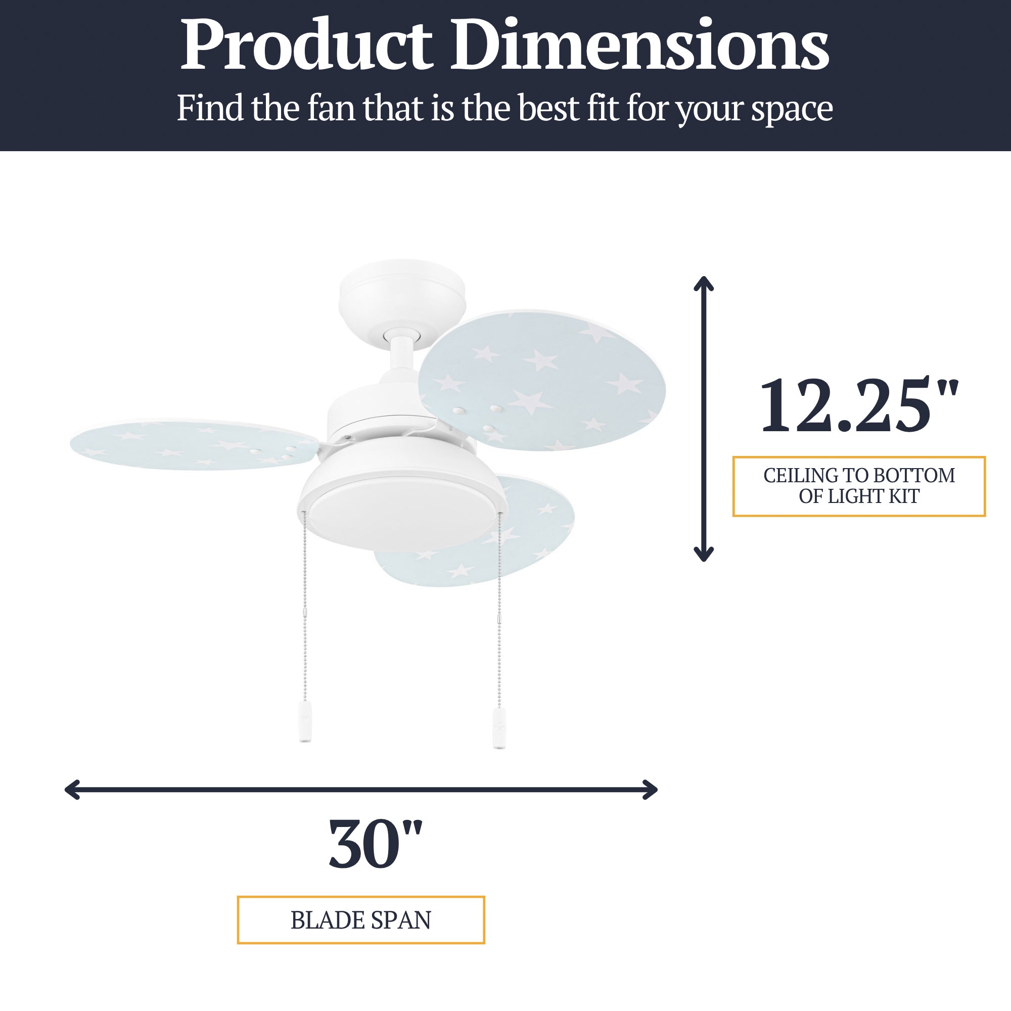 Prominence Home Willa 30-Inch LED Ceiling Fan With Light, Pull Chain, White