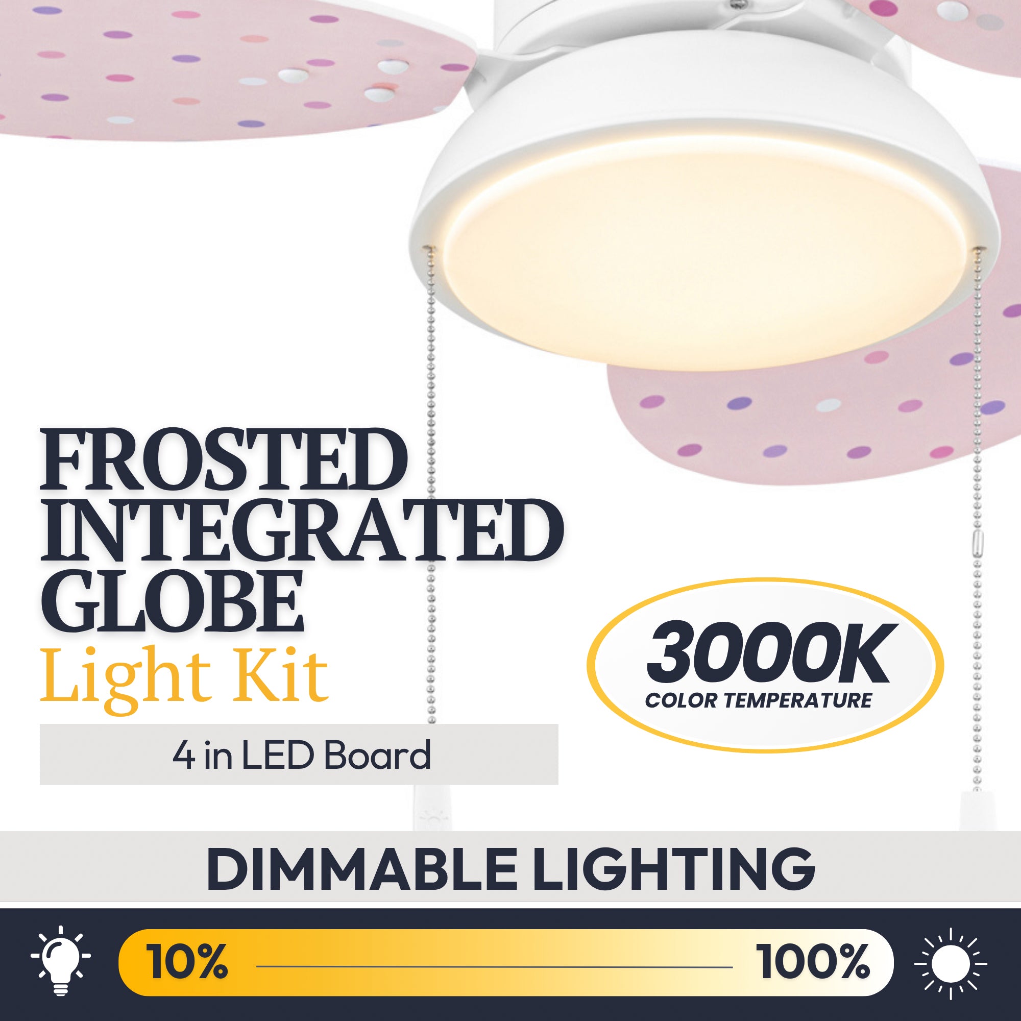 Prominence Home Willa 30-Inch LED Ceiling Fan With Light, Pull Chain, White
