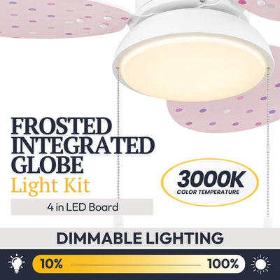 Prominence Home Willa 30-Inch LED Ceiling Fan With Light, Pull Chain, White
