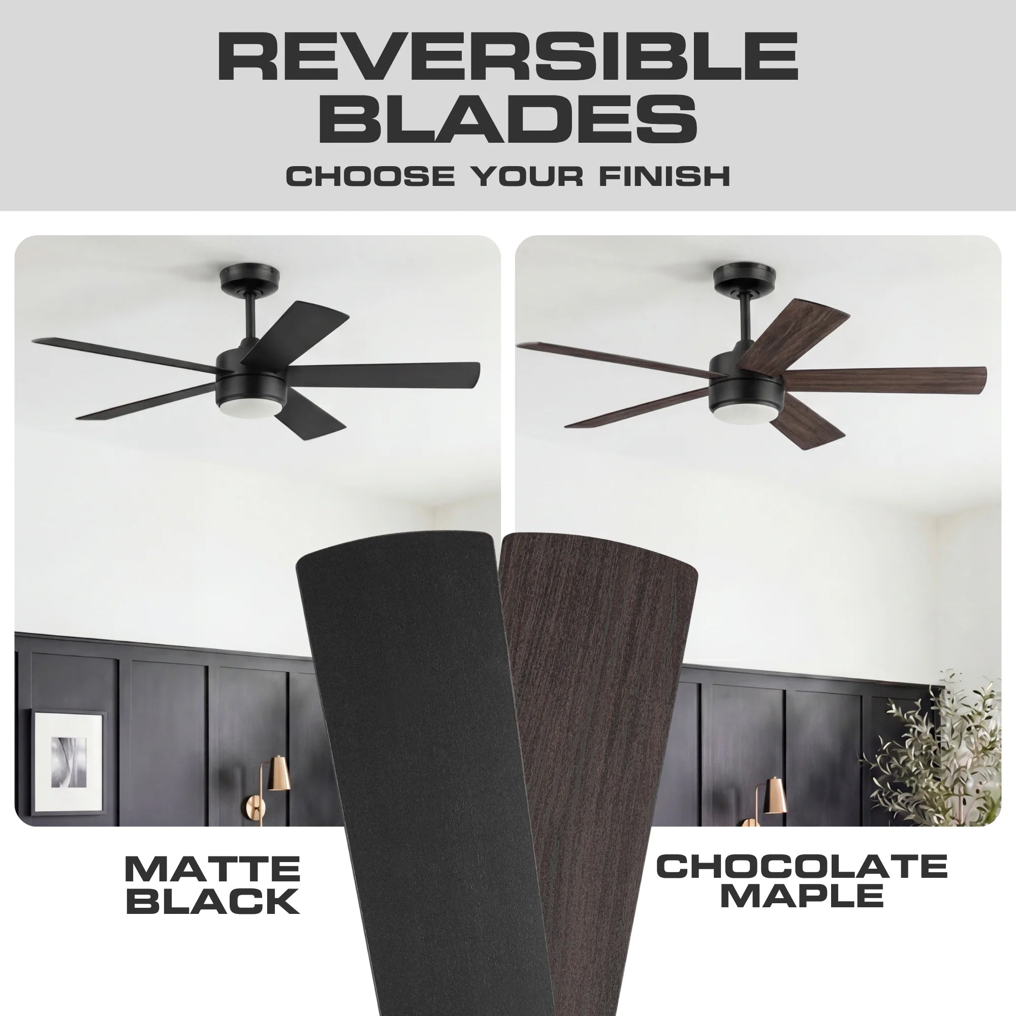 Mule Belmont 52 Inch Indoor Ceiling Fan with LED Light and Remote, Matte Black