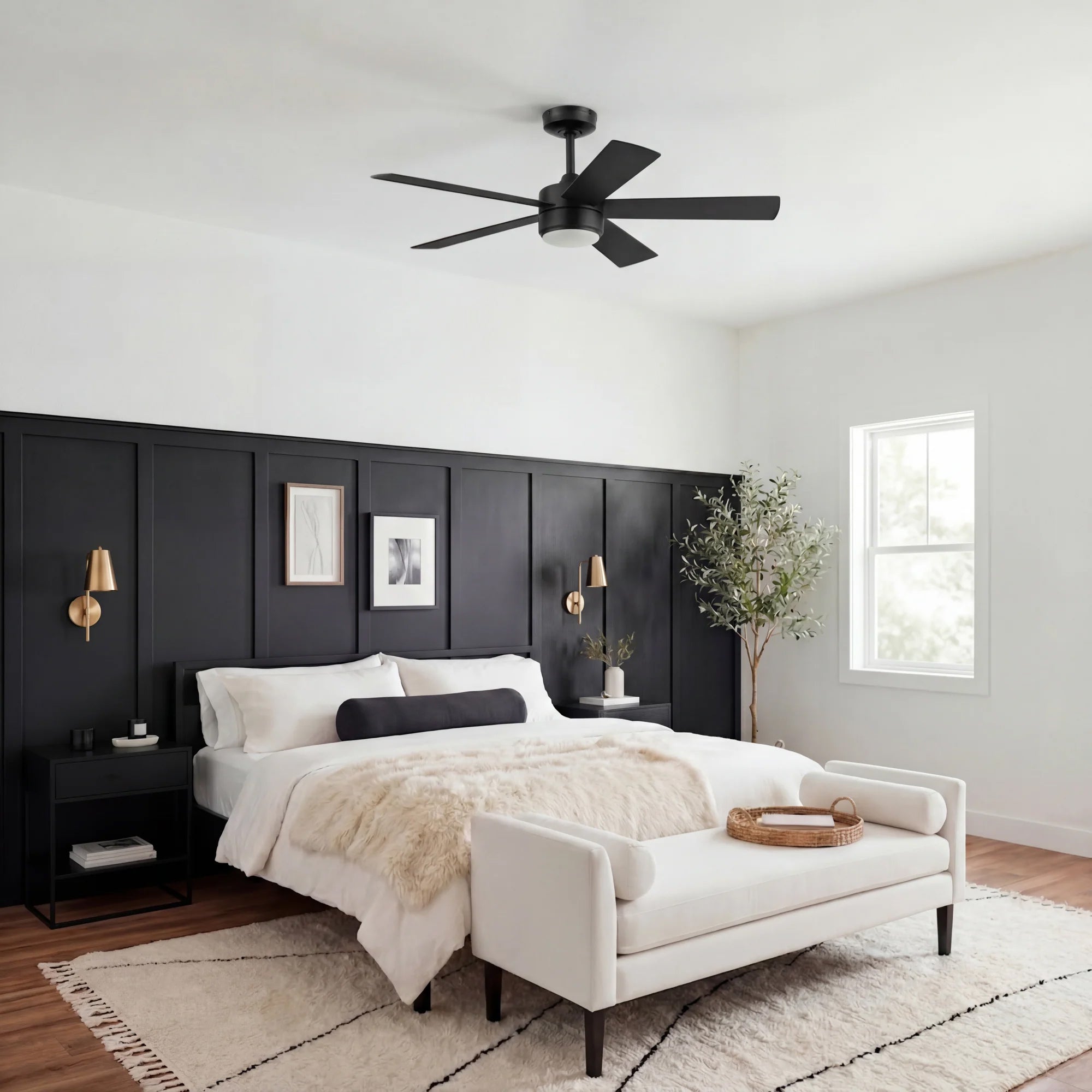 Mule Belmont 52 Inch Indoor Ceiling Fan with LED Light and Remote, Matte Black