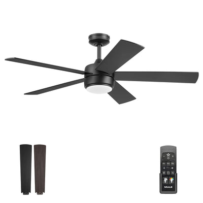 Mule Belmont 52 Inch Indoor Ceiling Fan with LED Light and Remote, Matte Black