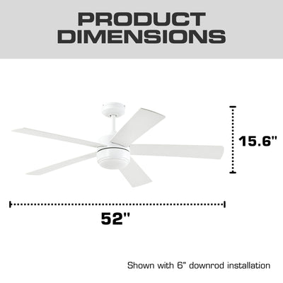 Mule Belmont 52 Inch Indoor Ceiling Fan with LED Light and Remote Control, White