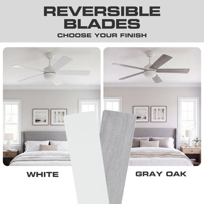 Mule Belmont 52 Inch Indoor Ceiling Fan with LED Light and Remote Control, White
