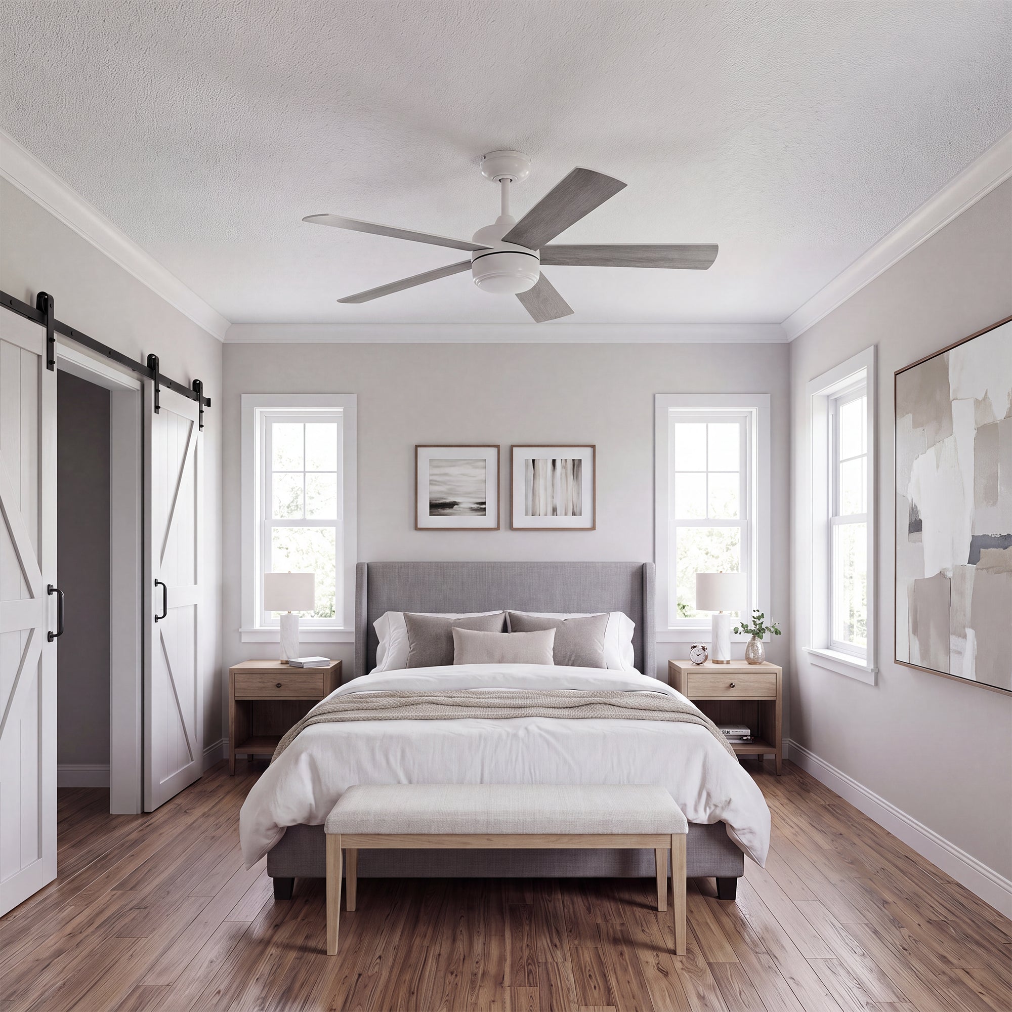 Mule Belmont 52 Inch Indoor Ceiling Fan with LED Light and Remote Control, White