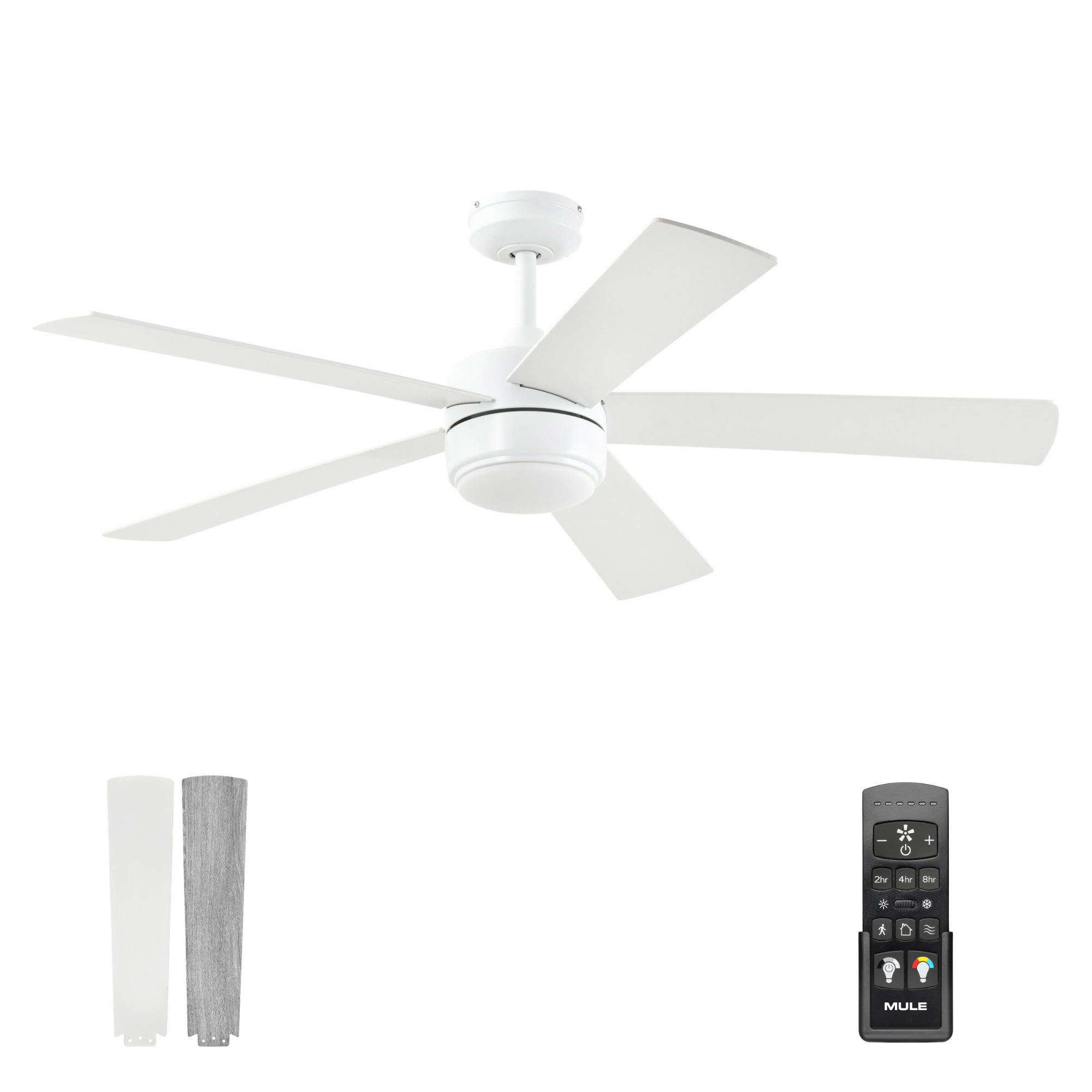 Mule Belmont 52 Inch Indoor Ceiling Fan with LED Light and Remote Control, White