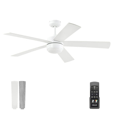 Mule Belmont 52 Inch Indoor Ceiling Fan with LED Light and Remote Control, White