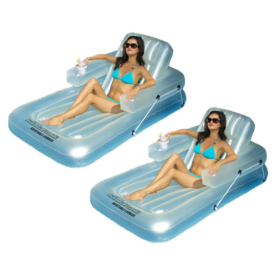 Swimline Kickback Swim Pool Inflatable Lounger Adjustable Chair Float, (2 Pack)