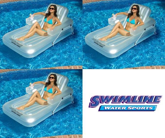 Swimline Swimming Pool Inflatable Kickback Lounger Adjustable Floats (3 Pack)