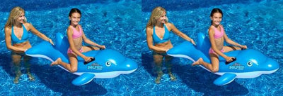 Swimline 90453 Swimming Pool Inflatable Dolphin Stable Ride-On Float Toys, Pair