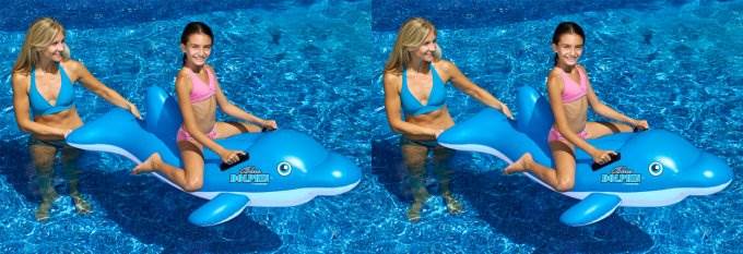 Swimline 90453 Swimming Pool Inflatable Dolphin Stable Ride-On Float Toys, Pair