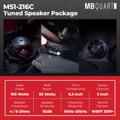 MB Quart 6.5" Front Speaker & 3" Center Dash Speaker for 19-26 Mercedes Sprinter