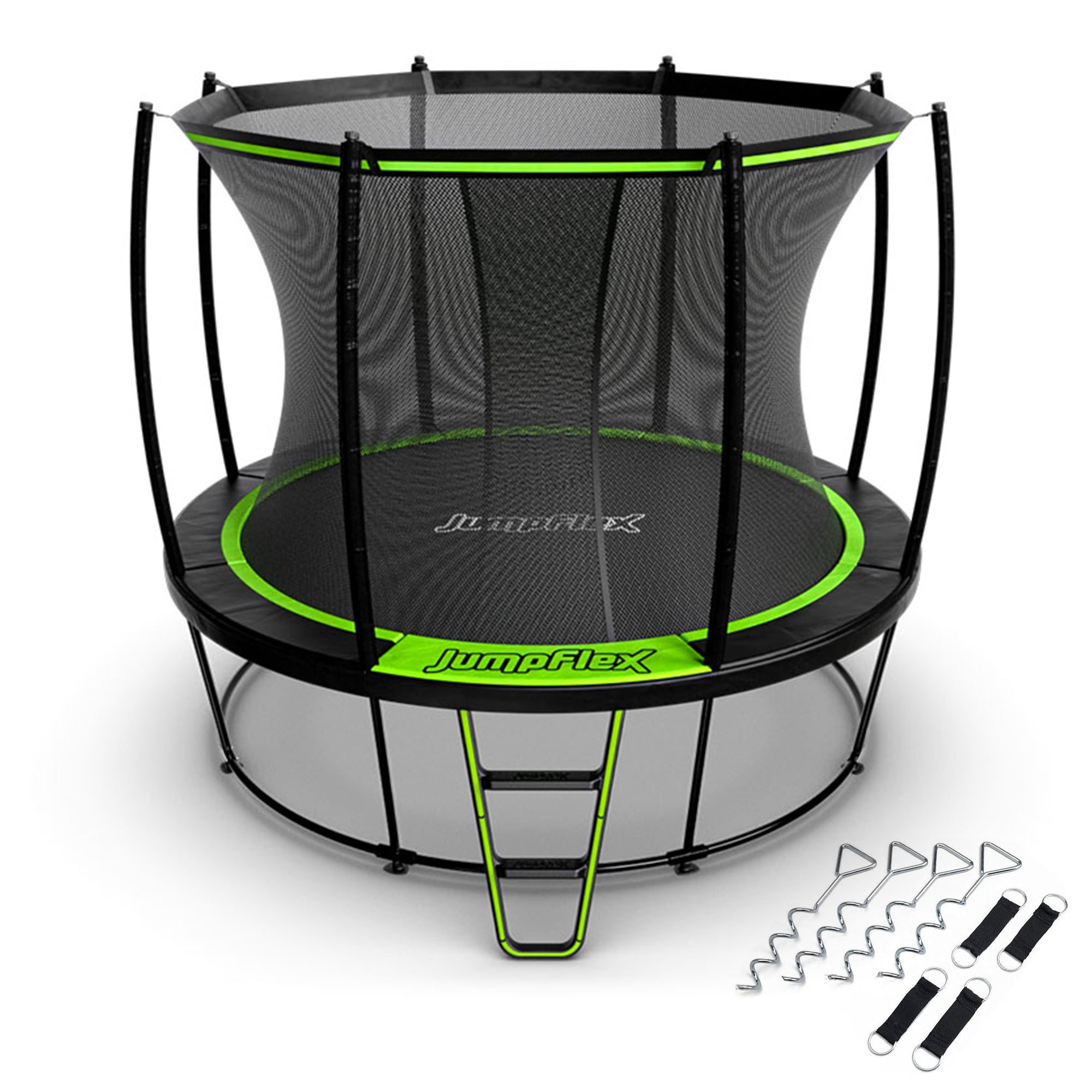 JumpFlex HERO 10' Round Trampoline, Outdoor Play Set with ANCHORKIT Steel Stakes - VMInnovations