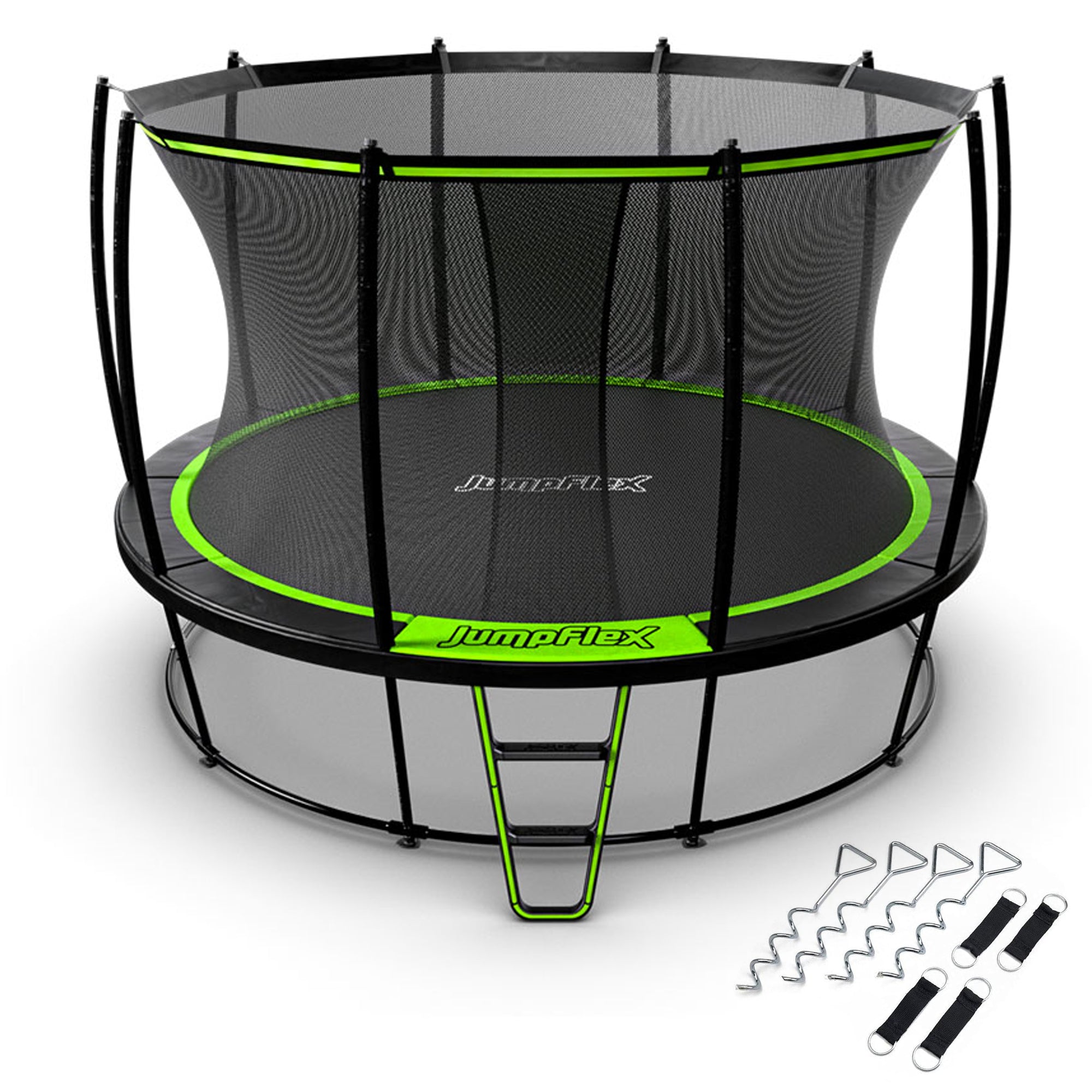 JumpFlex HERO 12' Round Trampoline, Outdoor Play Set with ANCHORKIT Steel Stakes - VMInnovations