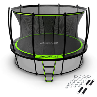 JumpFlex HERO 12' Round Trampoline, Outdoor Play Set with ANCHORKIT Steel Stakes - VMInnovations