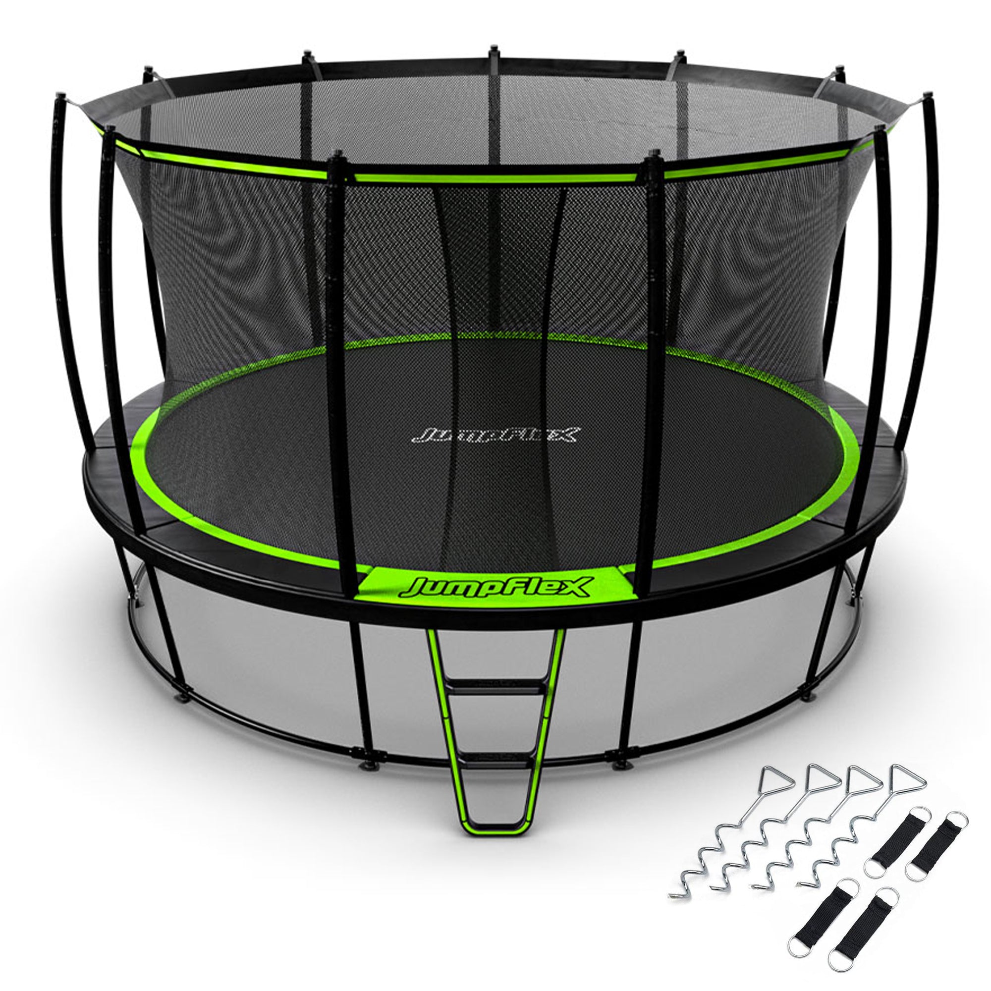 JumpFlex HERO 14' Round Trampoline, Outdoor Play Set with ANCHORKIT Steel Stakes - VMInnovations