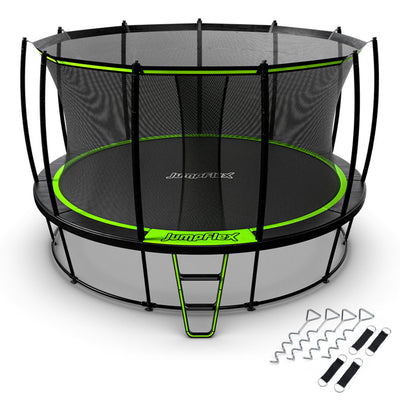 JumpFlex HERO 14' Round Trampoline, Outdoor Play Set with ANCHORKIT Steel Stakes - VMInnovations