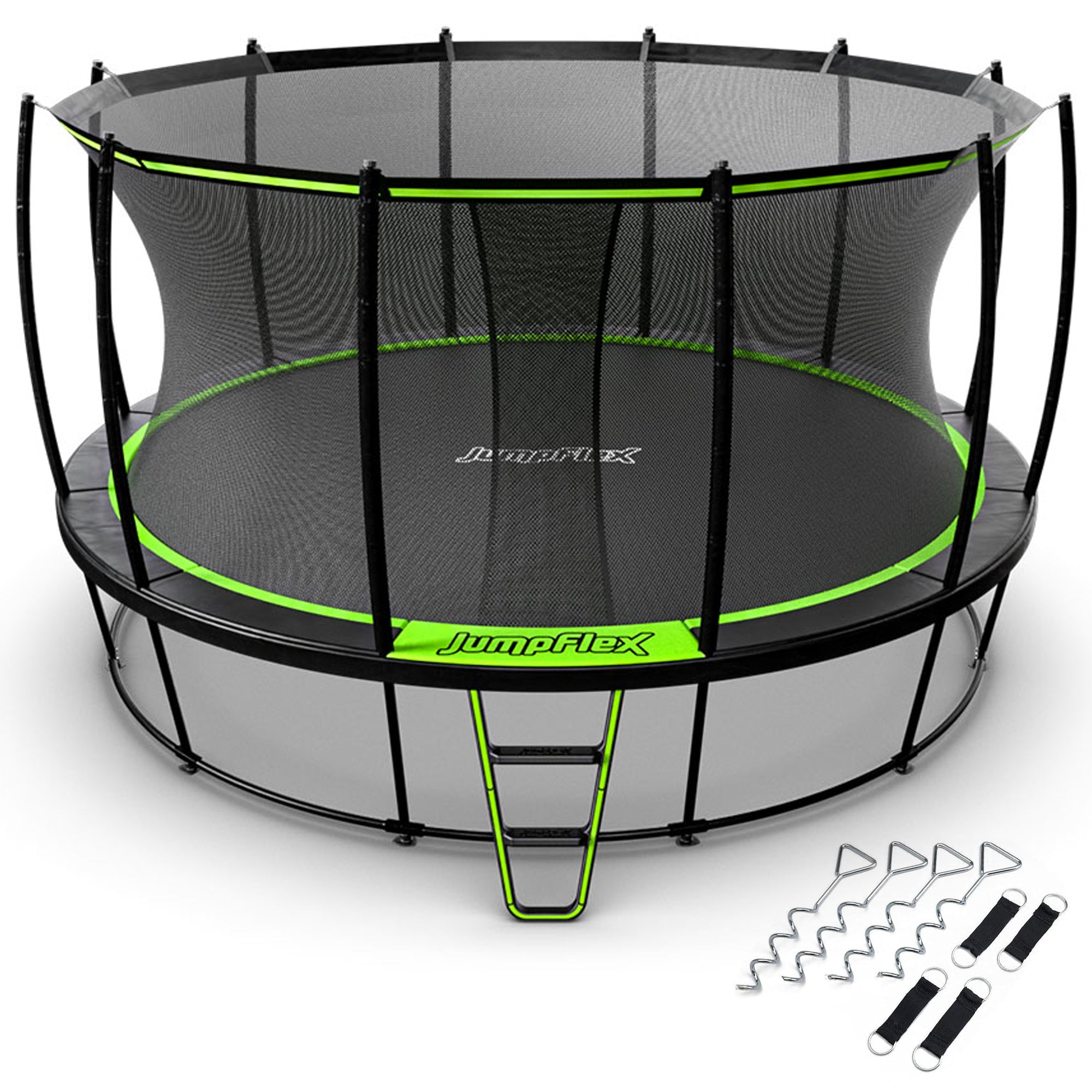 JumpFlex HERO 15' Round Trampoline, Outdoor Play Set with ANCHORKIT Steel Stakes - VMInnovations