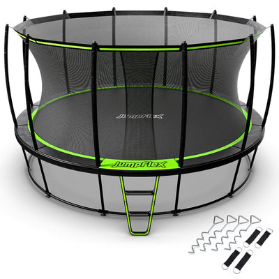 JumpFlex HERO 15' Round Trampoline, Outdoor Play Set with ANCHORKIT Steel Stakes - VMInnovations