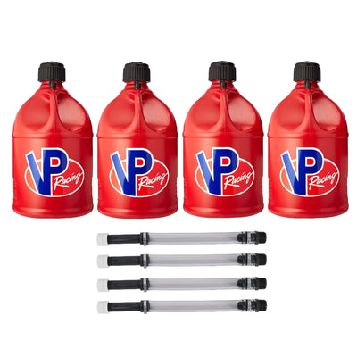 VP Racing 5-Gal Plastic Motorsport Fuel Tank (4 Pack) and 14” Hose Kit (4 Pack)