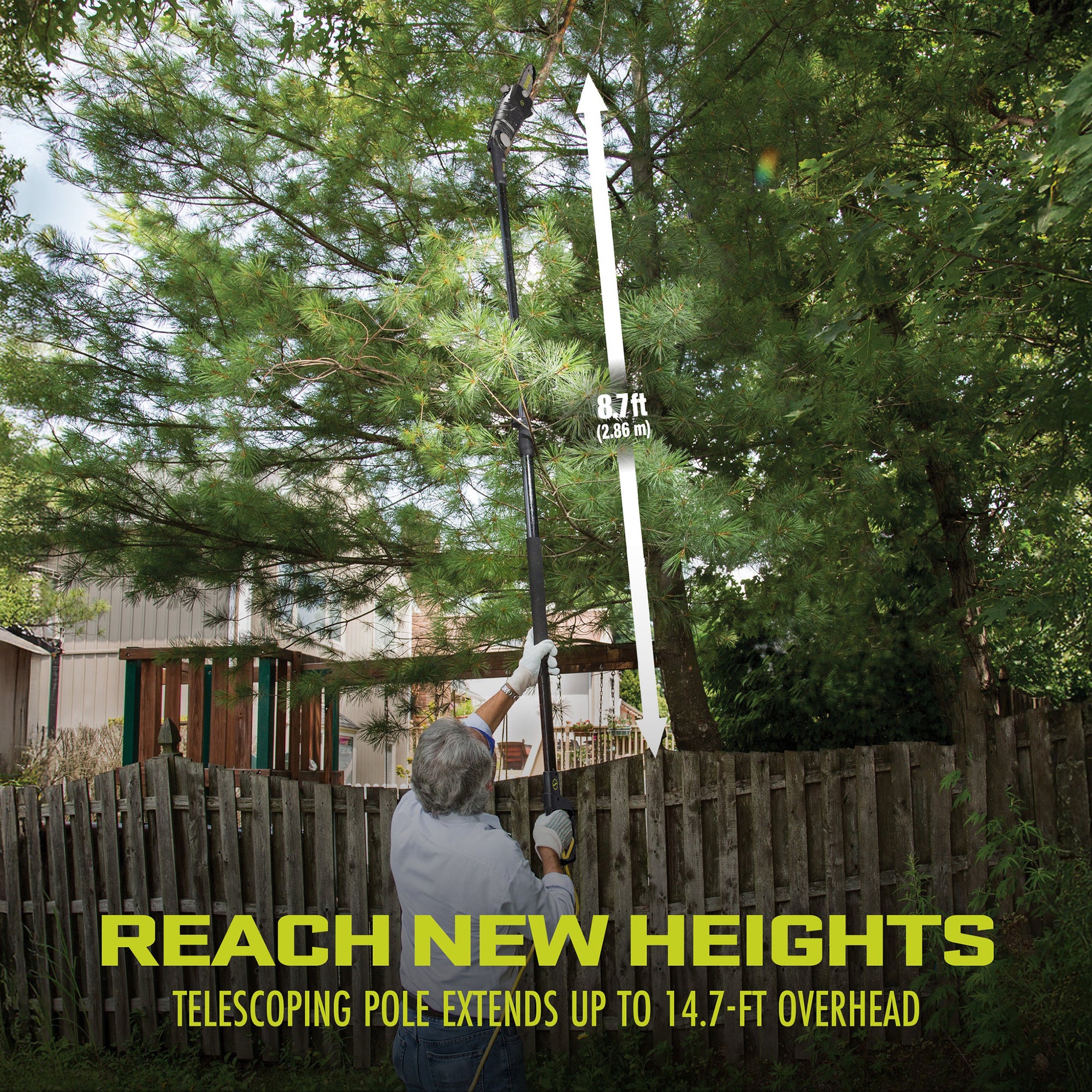 Sun Joe 8" Electric Telescoping Pole Chainsaw, 6.5-Amp Motor w/ 7" Cutting Max - VMInnovations