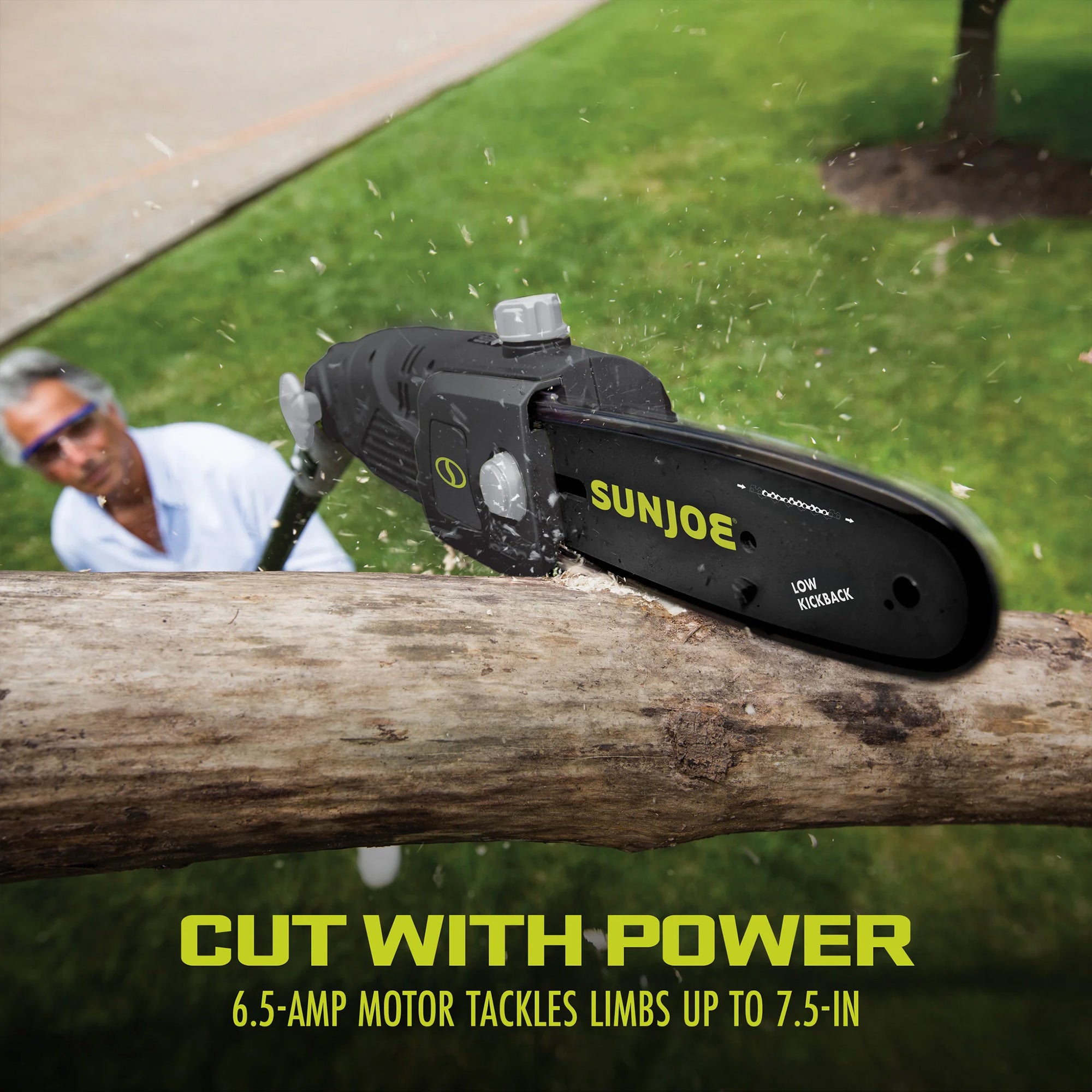 Sun Joe 8" Electric Telescoping Pole Chainsaw, 6.5-Amp Motor w/ 7" Cutting Max - VMInnovations