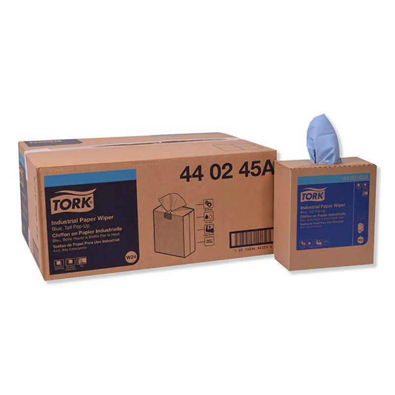Tork Industrial Heavy Duty Disposable Paper Wiper Pop Up Box, Blue (10 Pack)