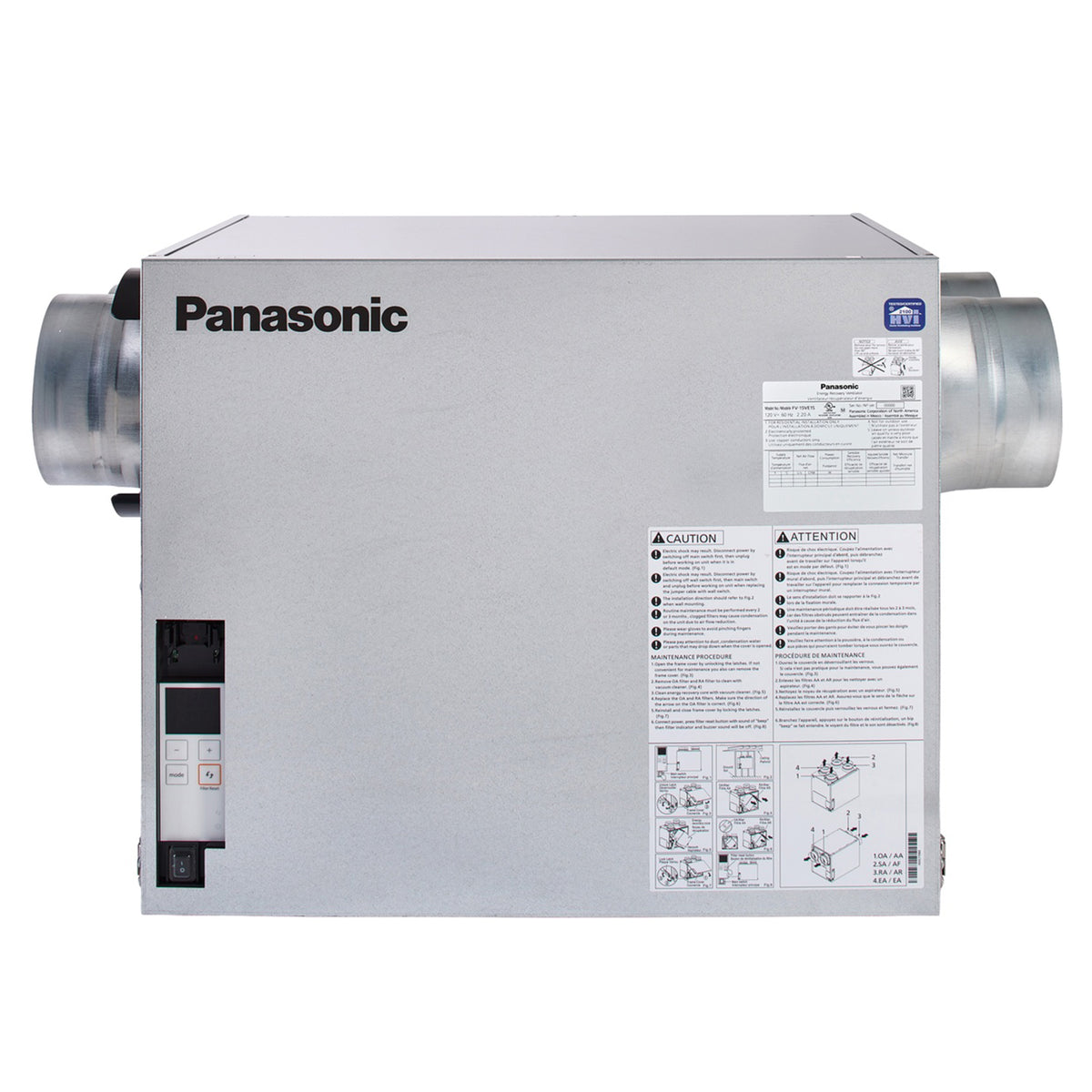 Panasonic BalancedHome Elite 120 Energy Recovery Ventilator,Side Port, 30-120CFM
