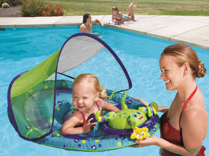 SwimWays Inflatable Baby Spring Pool Float Activity Center with Canopy, Octopus