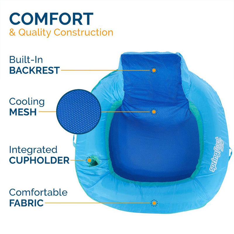 SwimWays Spring Float SunSeat Floating Inflatable Swimming Pool Lounge Chair