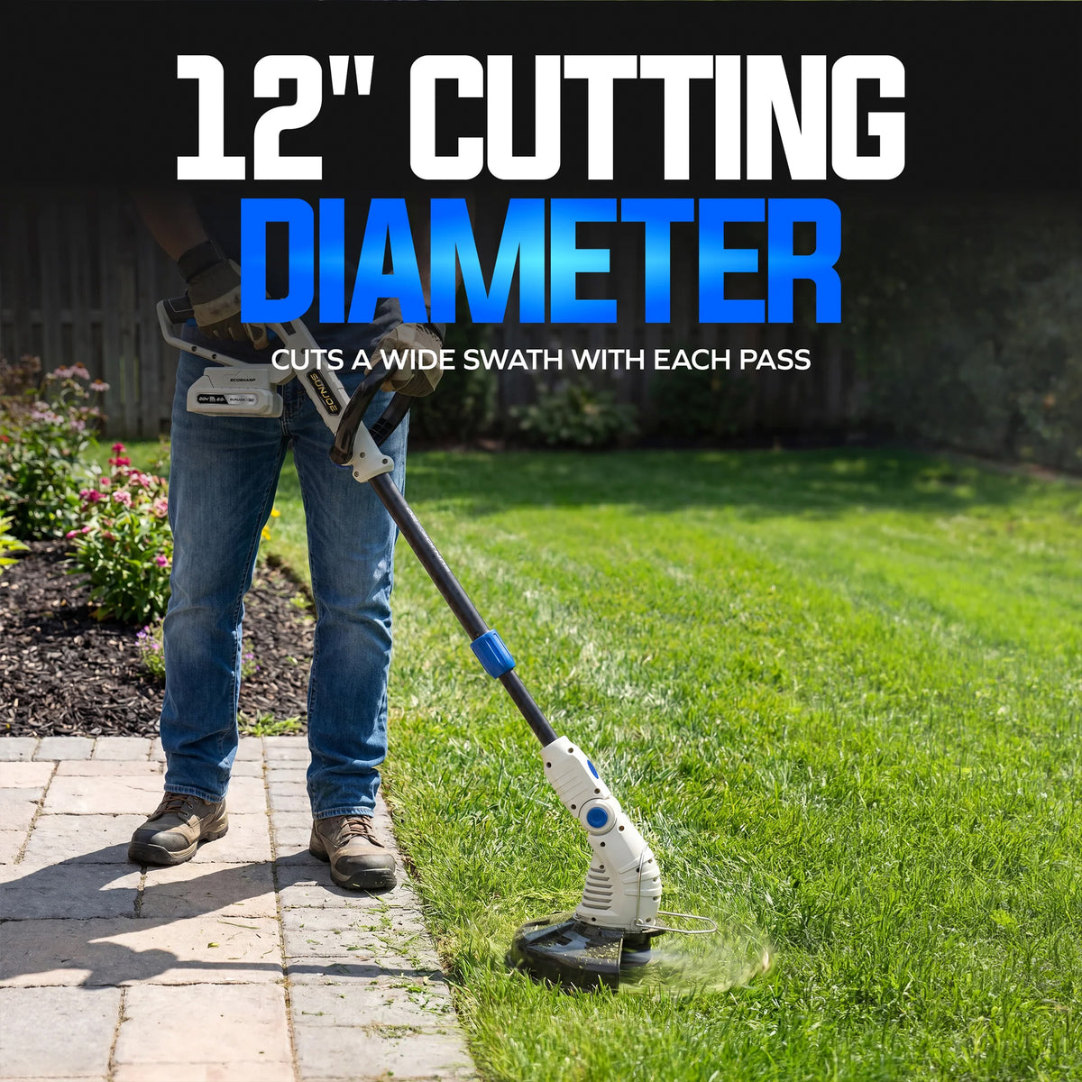 Sun Joe 20-Volt ECOSHARP X20 Cordless Trimmer and Edger, 12 Inch, X20-TRIM-2A