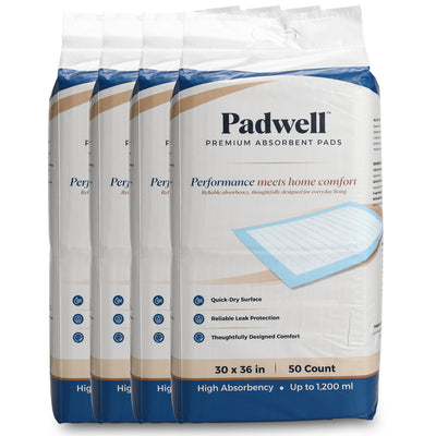 Padwell Absorbent Pads for Bed and Floor Protection, 30 x 36 Inches, 200 Count