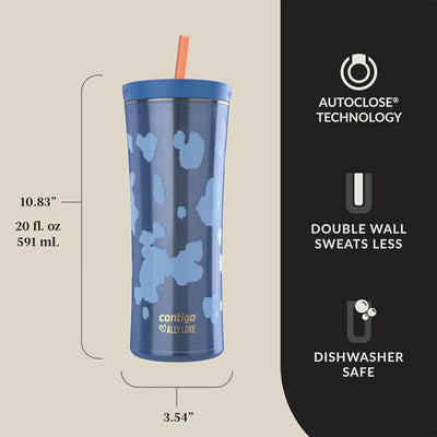 Contigo x Ally Love Shake and Go Tumbler with Autoclose Lid, 20 oz, Stellar Jay
