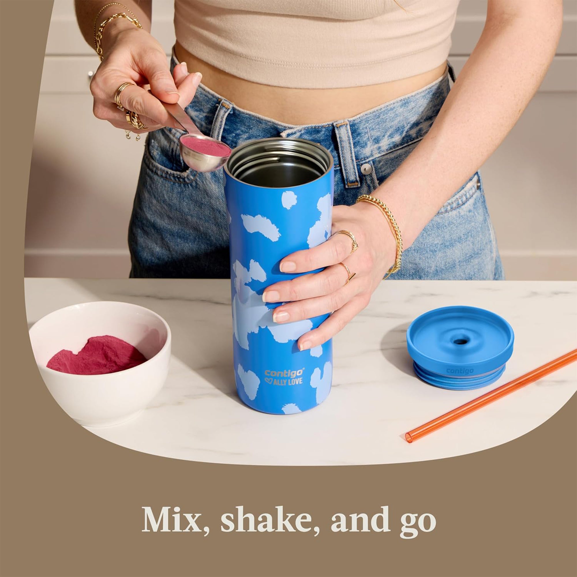 Contigo x Ally Love Streeterville Steel Tumbler with Straw, 24 oz, Stellar Jay
