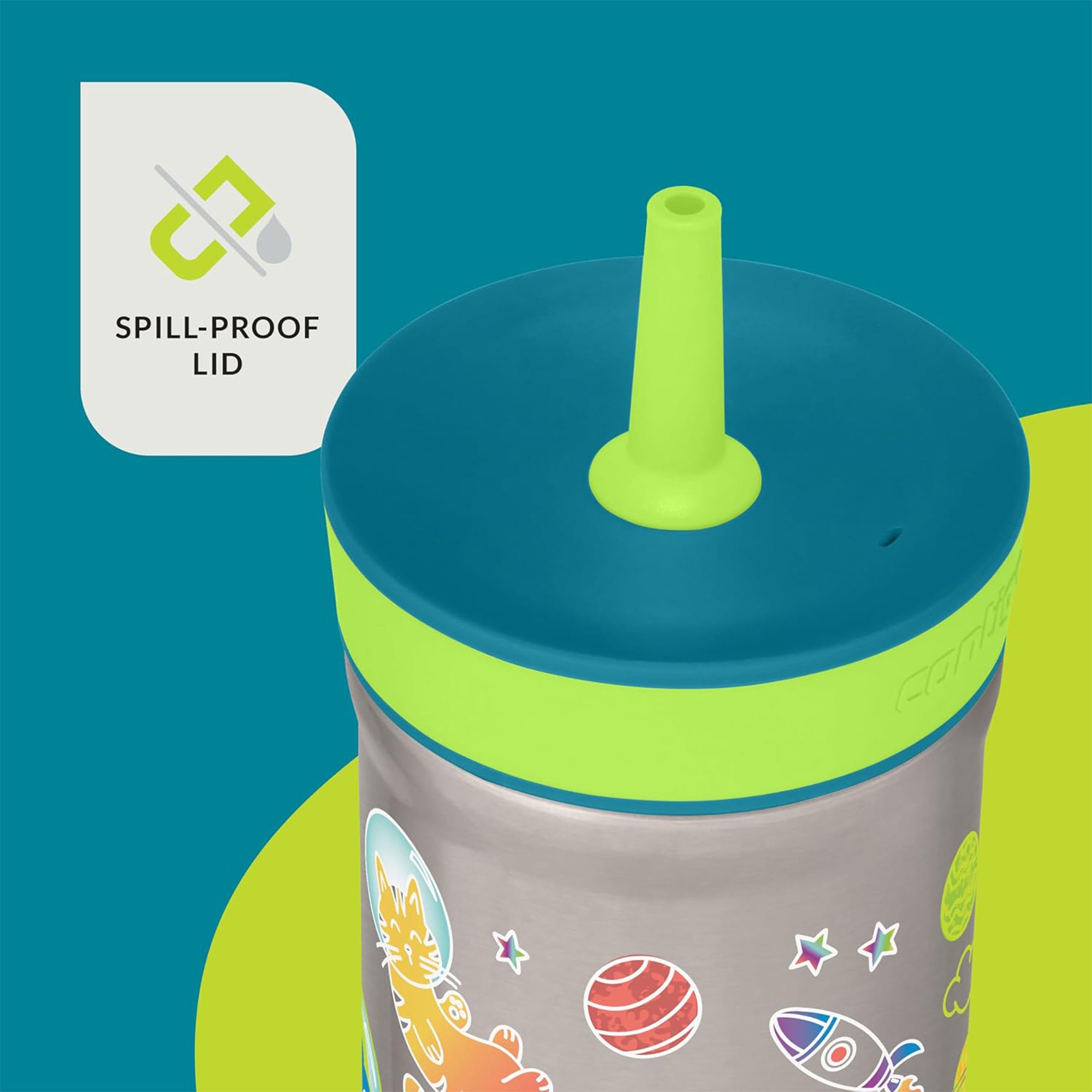 Contigo Leighton Insulated Straw Tumbler for Kids, 12 oz, Spacecraft/Juniper Lid