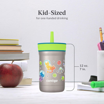 Contigo Leighton Insulated Straw Tumbler for Kids, 12 oz, Spacecraft/Juniper Lid