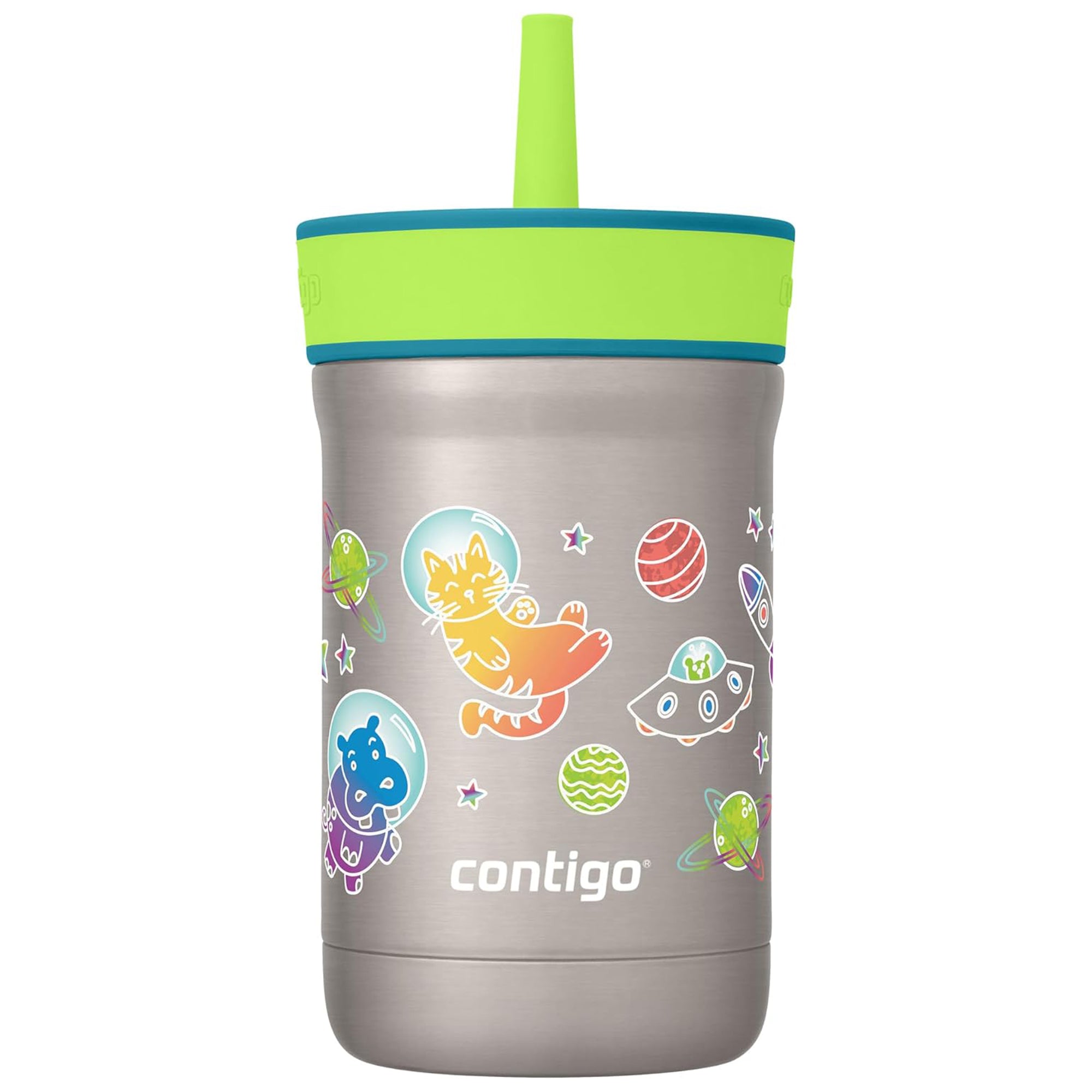 Contigo Leighton Insulated Straw Tumbler for Kids, 12 oz, Spacecraft/Juniper Lid