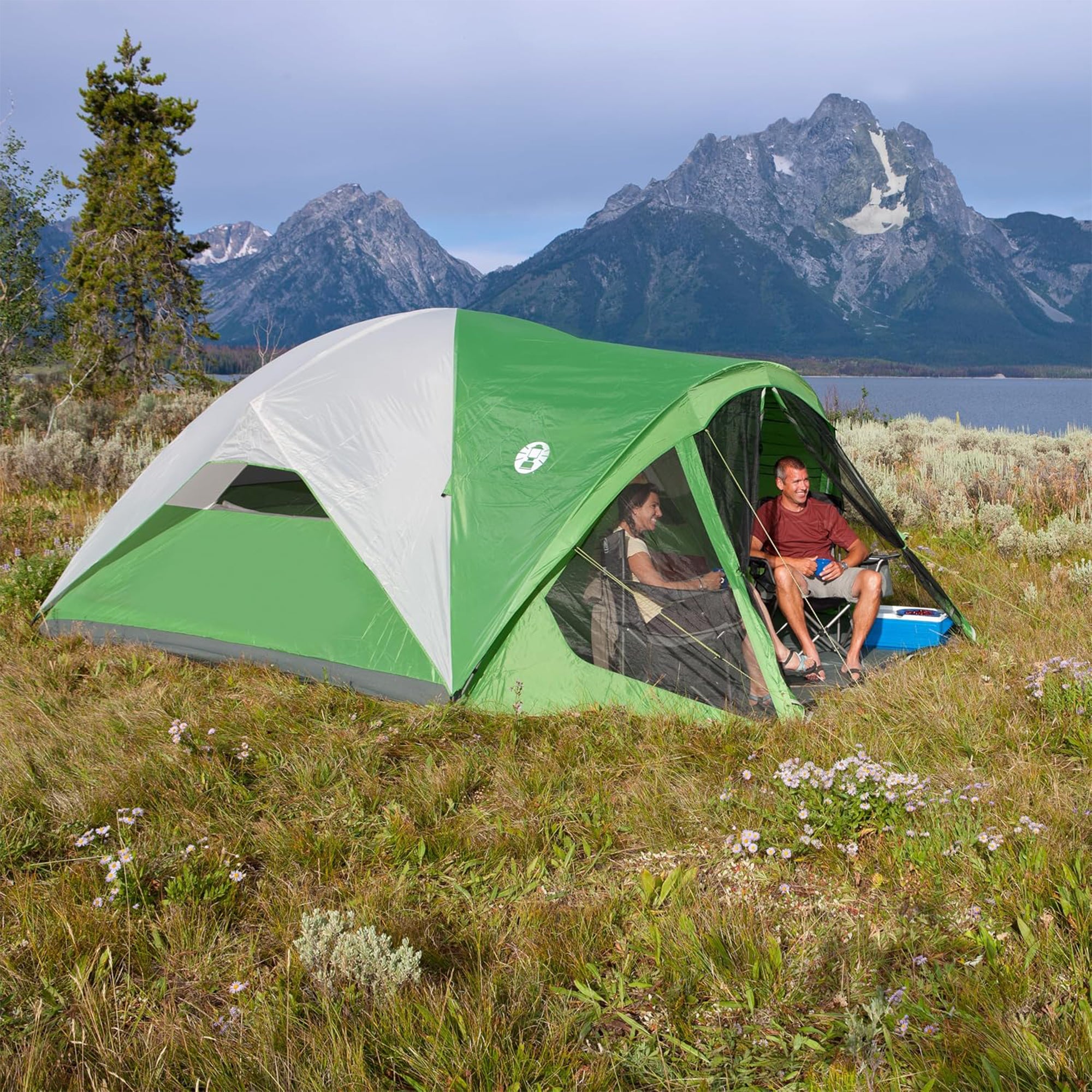 Coleman Evanston 8-Person Round Tent with Screen Room and Rainfly Included