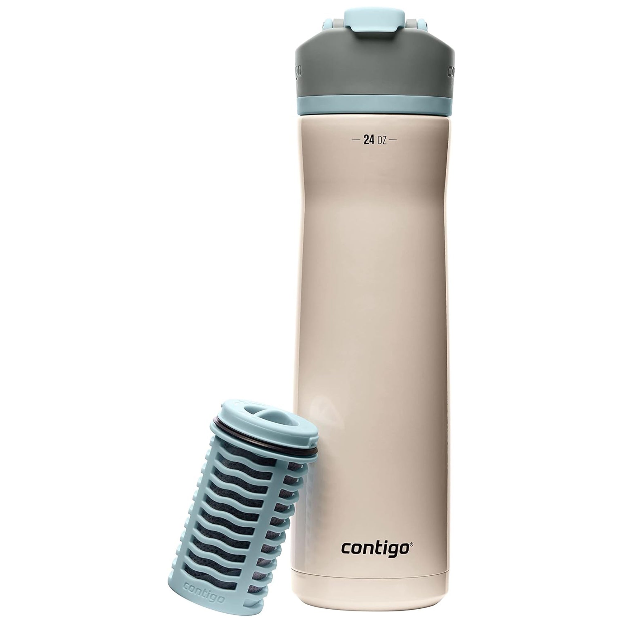 Contigo Clybourn Chill Stainless Steel FreeFlow Filter Water Bottle, 24 oz, Salt