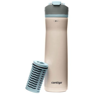 Contigo Clybourn Chill Stainless Steel FreeFlow Filter Water Bottle, 24 oz, Salt