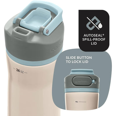 Contigo Clybourn Chill Stainless Steel FreeFlow Filter Water Bottle, 24 oz, Salt