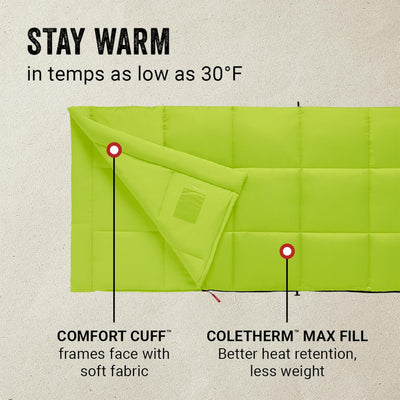 Coleman Kompact 30°F Adult Sleeping Bag with Heat Retention and Compression Sack