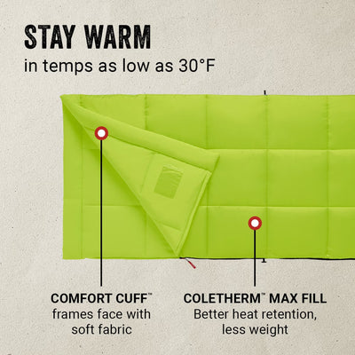 Coleman Kompact 30°F Adult Sleeping Bag with Heat Retention and Compression Sack - VMInnovations