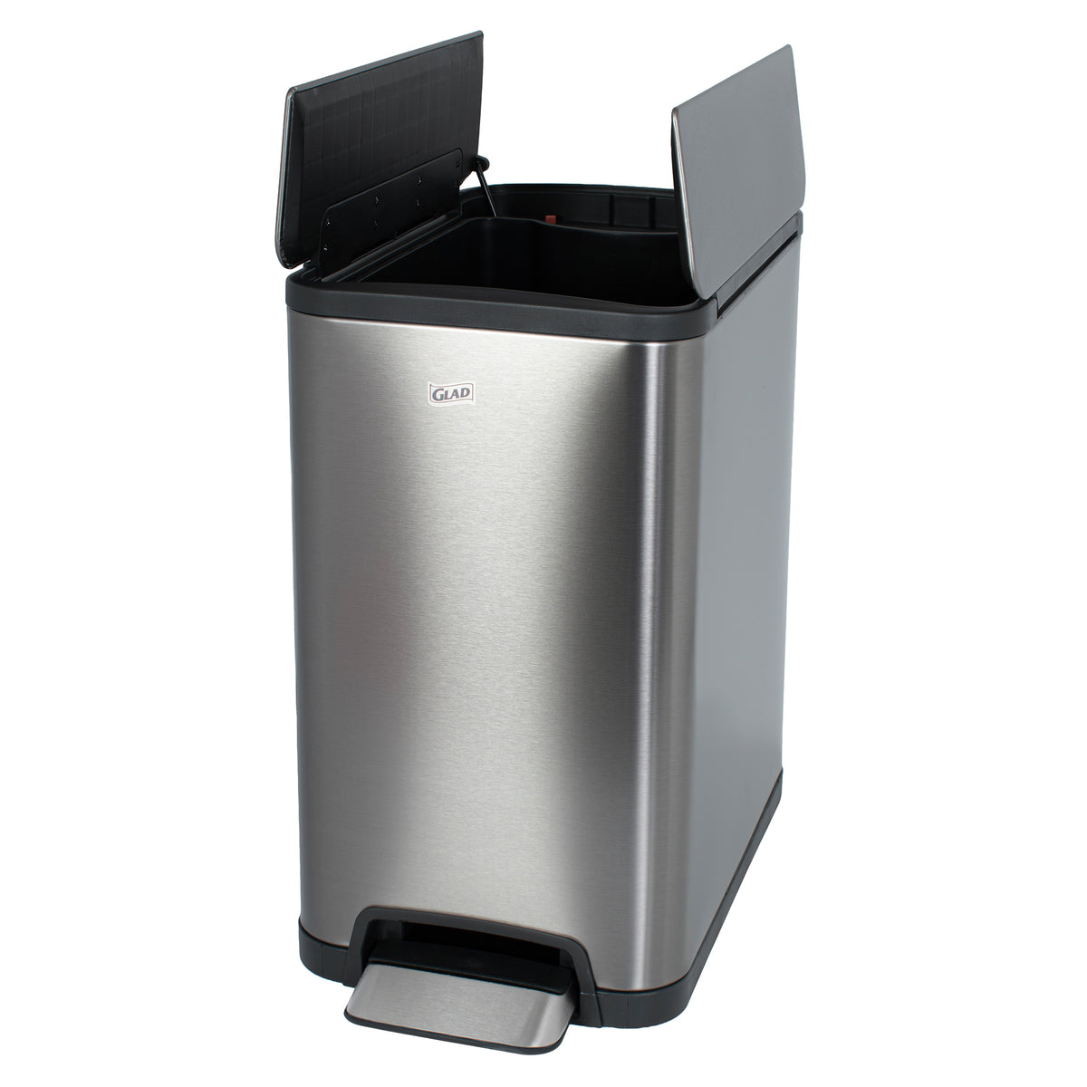 Glad 20L Stainless Steel Kitchen Trash Can with Wide Butterfly Opening, Gunmetal - VMInnovations