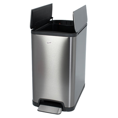 Glad 20L Stainless Steel Kitchen Trash Can with Wide Butterfly Opening, Gunmetal - VMInnovations