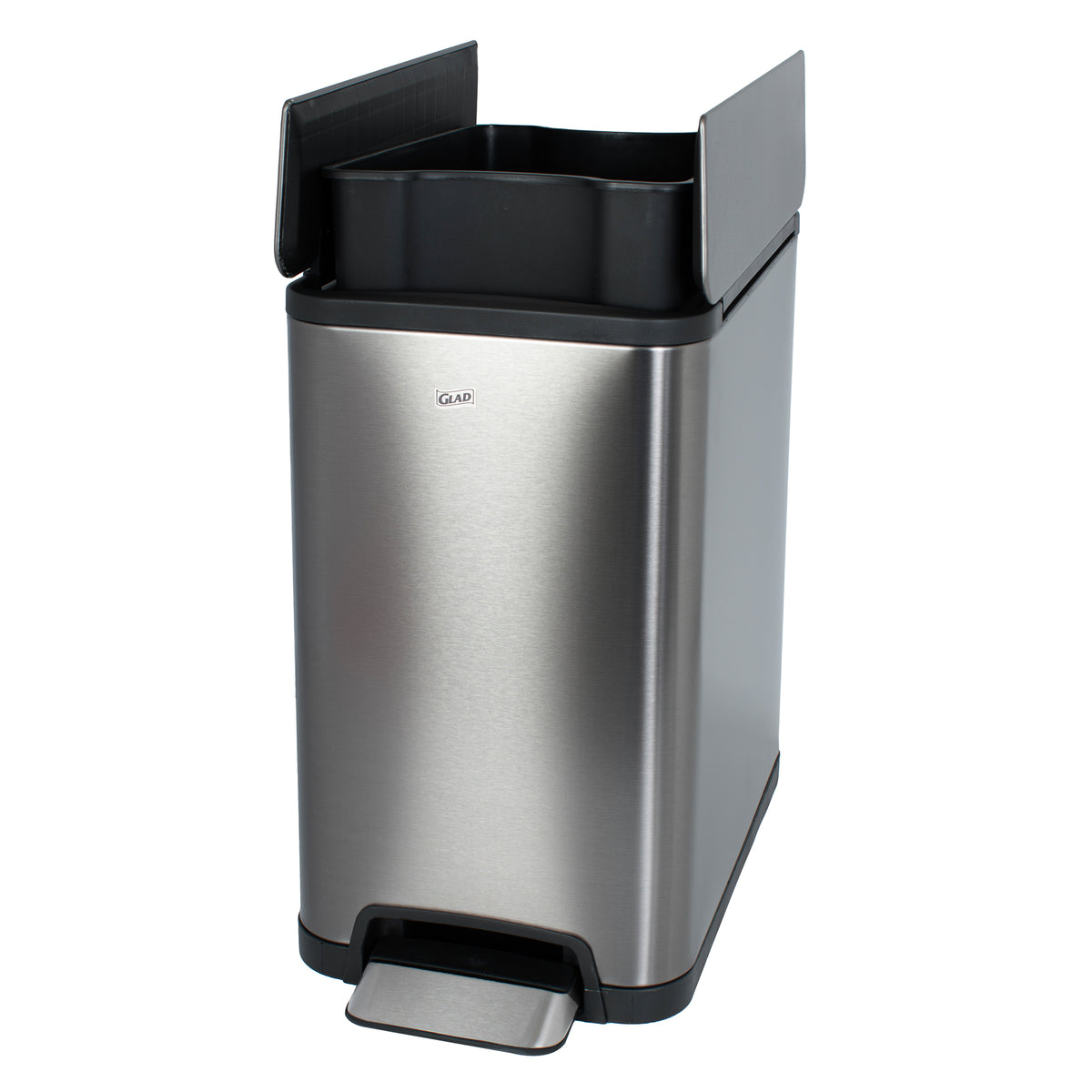 Glad 20L Stainless Steel Kitchen Trash Can with Wide Butterfly Opening, Gunmetal - VMInnovations