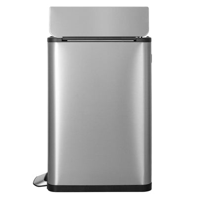 Glad 30L Stainless Steel Kitchen Trash Can with Wide Butterfly Opening, Titanium - VMInnovations