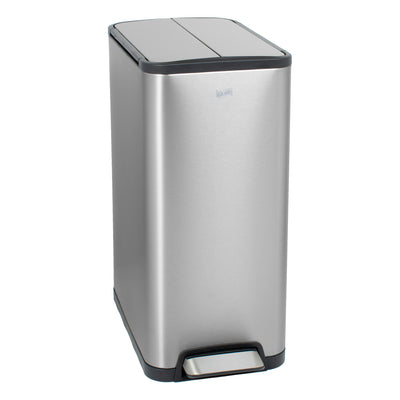 Glad 30L Stainless Steel Kitchen Trash Can with Wide Butterfly Opening, Titanium - VMInnovations